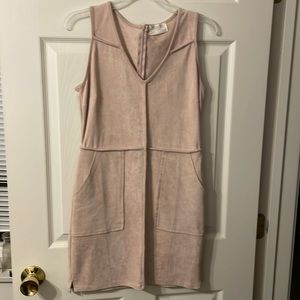 Suede cream mini dress